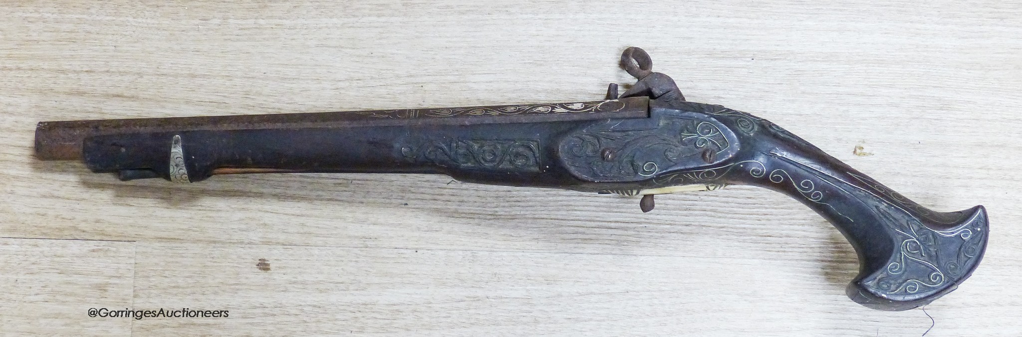 A Turkish market flintlock pistol, length 54cm